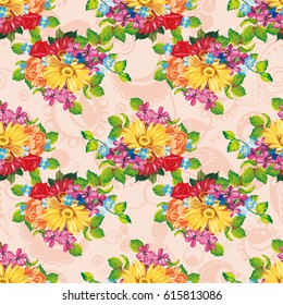 Seamless pattern with colorful gerbera flowers Vector Illustration EPS8