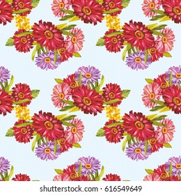 Seamless pattern with colorful gerbera flowers Vector Illustration EPS8