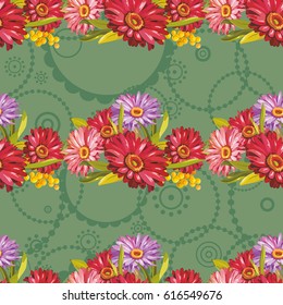 Patrón sin fisuras con flores gerbera coloridas Vector Illustración EPS8