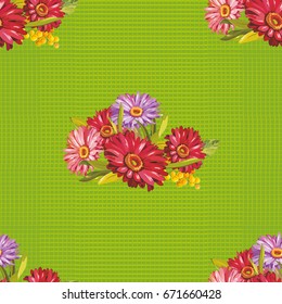 Seamless pattern with colorful gerbera flowers Vector Illustration EPS8