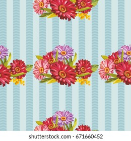 Seamless pattern with colorful gerbera flowers Vector Illustration EPS8