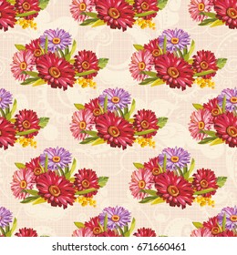 Seamless pattern with colorful gerbera flowers Vector Illustration EPS8