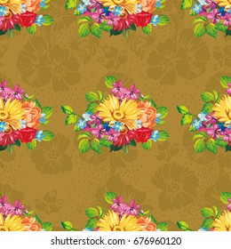 Seamless pattern with colorful gerbera flowers Vector Illustration EPS8