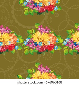 Seamless pattern with colorful gerbera flowers Vector Illustration EPS8