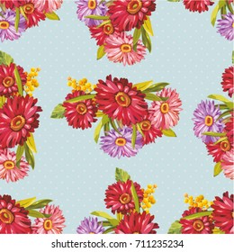 Patrón sin fisuras con flores gerbera coloridas Vector Illustración EPS8