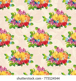 Seamless pattern with colorful gerbera flowers Vector Illustration EPS8