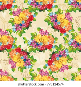 Seamless pattern with colorful gerbera flowers Vector Illustration EPS8