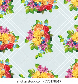 Seamless pattern with colorful gerbera flowers Vector Illustration EPS8
