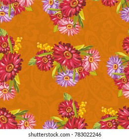 Seamless pattern with colorful gerbera flowers Vector Illustration EPS8