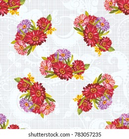 Seamless pattern with colorful gerbera flowers Vector Illustration EPS8