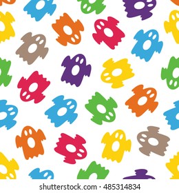 Seamless pattern with colorful ghosts