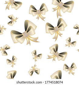 Seamless pattern of colorful gift bows. Happy Birthday, Merry Christmas, Happy New Year. Vector illustration.