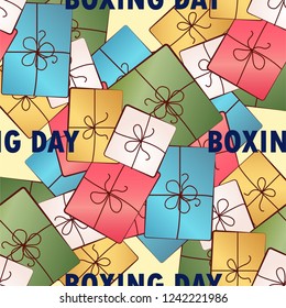 Seamless pattern with colorful gift boxes. Pattern for fabric print, wrapping paper designe. EPS10