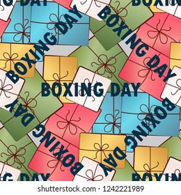 Seamless pattern with colorful gift boxes. Pattern for fabric print, wrapping paper designe. EPS10