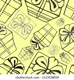 Seamless pattern with colorful gift boxes. Pattern for fabric print, wrapping paper design