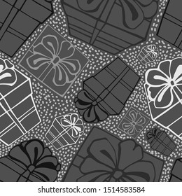 Seamless pattern with colorful gift boxes. Pattern for fabric print, wrapping paper design