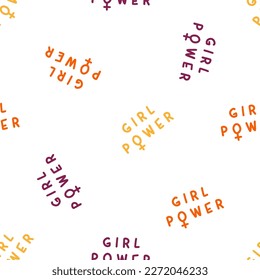 Seamless pattern with colorful girl power text