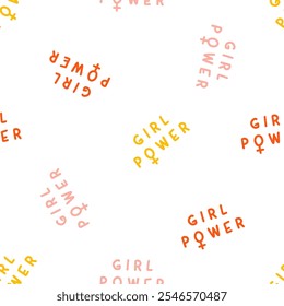 Seamless pattern with colorful girl power text