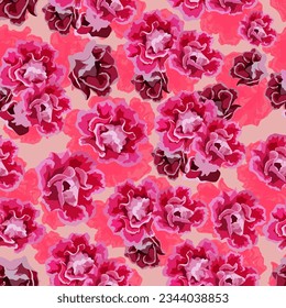 A seamless pattern of colorful Gloxinia flowers. vector illustration. flower background.