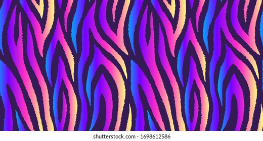 Seamless pattern with colorful gradient stripes. Wild exotic wallpaper. Colorful vector background. Abstract polar lights.	