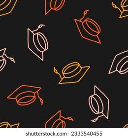 Seamless pattern with colorful graduation hat