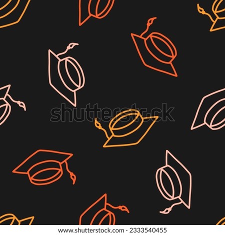 Seamless pattern with colorful graduation hat