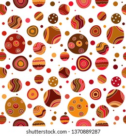 Seamless pattern with colorful grange doodle polka dots on transparent background. Vector image. Eps 8