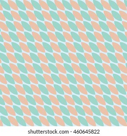 Seamless Pattern Colorful Green and Orange Leaf Shape on Blue Background
