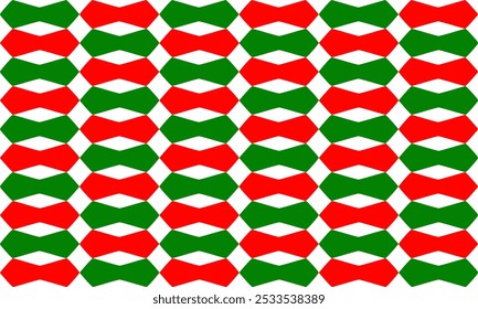 seamless pattern with colorful green and red x’mas ribbon, bow, Christmas themes on white background