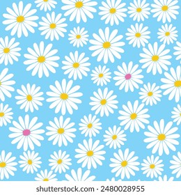 Seamless pattern with colorful groovy floral . Trendy floral pattern. Groovy flower. vector illustration.