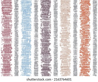 Seamless pattern with colorful grunge stripes. Abstract red, blue, grey and orange stripe textured pattern on white background.