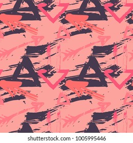 Seamless pattern with colorful grungy arrows