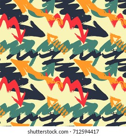 Seamless pattern with colorful grungy arrows. Perfect for print on wrapping paper, fabric etc.