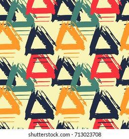 Seamless pattern with colorful grungy arrows. Perfect for print on wrapping paper, fabric etc.
