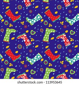Seamless pattern of colorful gumboots