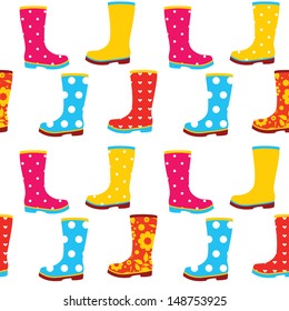 Seamless Pattern Of Colorful Gumboots