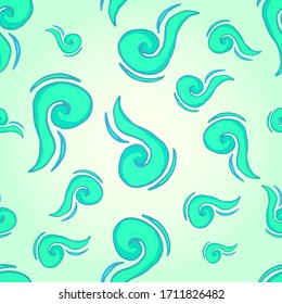 Seamless pattern with colorful gust of wind. Sticker drawn by hand. Flat illustration on a white background. Conceptual design for tattoo, coloring or greeting card.