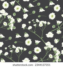 A seamless pattern of colorful Gypsophila flowers. vector illustration. flower background.