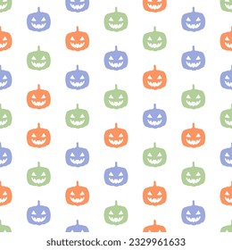 Seamless pattern with colorful halloween pumpkin