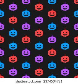 Seamless pattern with colorful halloween pumpkin