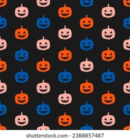 Seamless pattern with colorful halloween pumpkin