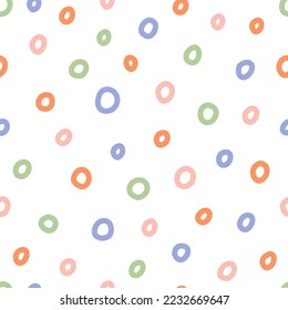 Seamless pattern with colorful hand draw rings