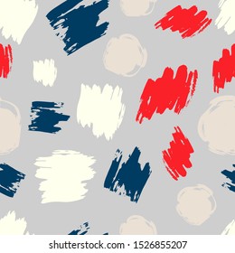 Seamless pattern with colorful hand drawn scribble smear. Abstract grunge texture. Vector illustration
