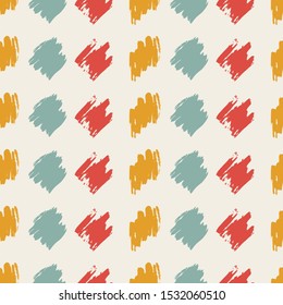 Seamless pattern with colorful hand drawn scribble smear on white background. Abstract grunge texture. Vector illustration