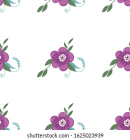 Seamless pattern with colorful hand drawn flowers. Original textile, wrapping paper, wall art surface design. Vector illustration. Floral simple minimalistic graphic design