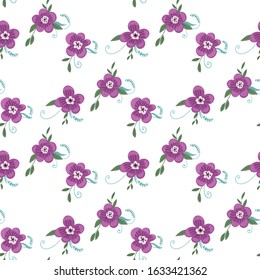Seamless pattern with colorful hand drawn flowers. Original textile, wrapping paper, wall art surface design. Vector illustration. Floral simple minimalistic graphic design
