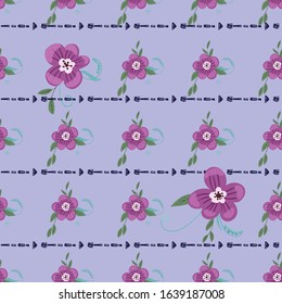 Seamless pattern with colorful hand drawn flowers. Original textile, wrapping paper, wall art surface design. Vector illustration. Floral simple minimalistic graphic design