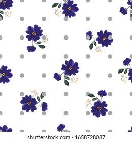 Seamless pattern with colorful hand drawn flowers. Original textile, wrapping paper, wall art surface design. Vector illustration. Floral simple minimalistic graphic design