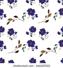 Seamless pattern with colorful hand drawn flowers. Original textile, wrapping paper, wall art surface design. Vector illustration. Floral simple minimalistic graphic design