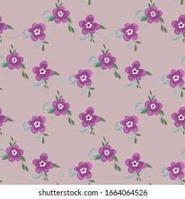 Seamless pattern with colorful hand drawn flowers. Original textile, wrapping paper, wall art surface design. Vector illustration. Floral simple minimalistic graphic design